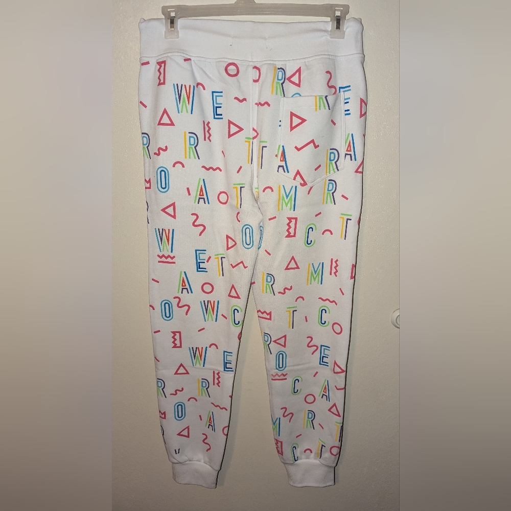 CREATE 2MRW GRAPHIC JOGGER PANTS SIZE LARGE WHITE MULTI NWT - Picture 5 of 8